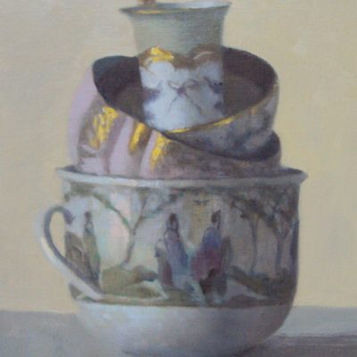 Olga Antonova Four stacked cups on yellow